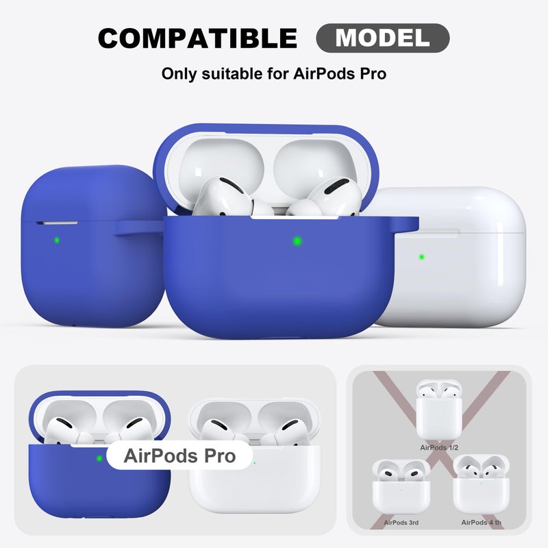 R-fun for AirPods Pro 2nd/1st Generation Case with Cleaner Kit,Soft Silicone Protective Case Cover for Apple AirPod Pro 2/1 for Women Men,AirPods Pro Case Accessories with Keychain,Blue - Image 4